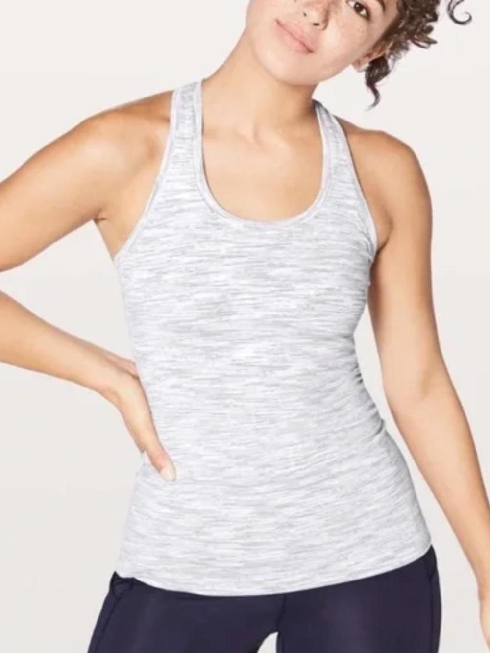 lululemon athletica Heathered White Racerback Tank